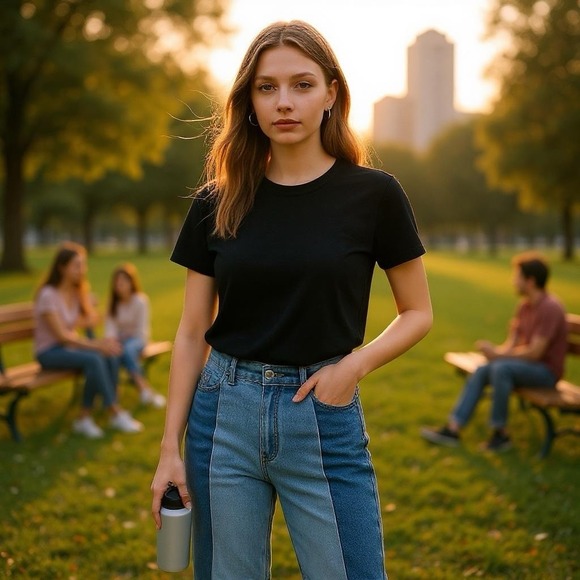 Pacsun 90's Boyfriend‎ Jeans Womens 24 Blue Color Block High Rise  24 x 32 - Picture 5 of 7